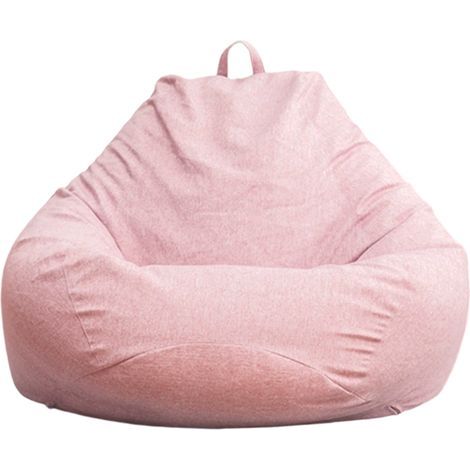 Grand pouf intérieur/extérieur adulte imperméable forme poire polyester sans rembourrage, salon jardin rose 100x120 cm (1/5)