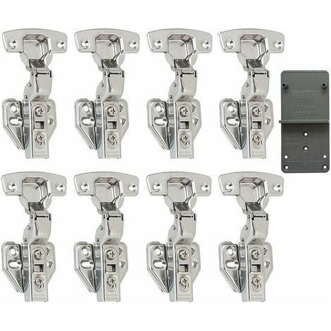 110 Degré Clip Rentrant 35mm Soft Close Charnieres avec Amortisseur Hydraulique Fermeture Automatique Charnière à Amorti pour Armoires de Porte Cuisine Lot de (1/4)