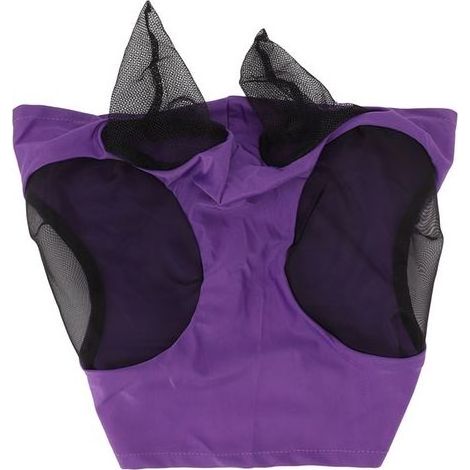 Masque anti-mouches en maille pour cheval, visage élastique respirant avec Protection des oreilles, équipement d'équitation violet (1/5)