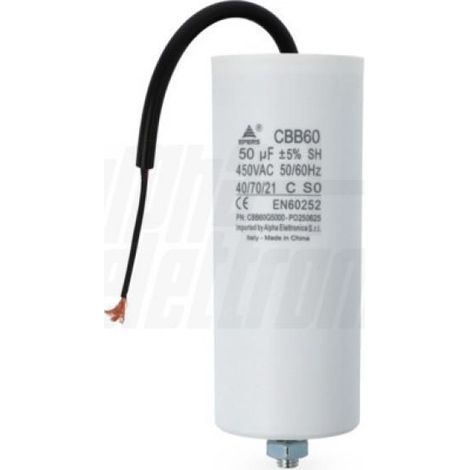 Alpha elettronica condensatore polipropilene con cavo 50 microfarad 450v cbb60g5000