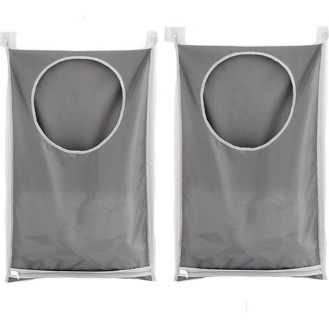 2 Pièces Sac à Linge, Panier à Linge Grande Contenance Sac de Rangement, Sac De Rangement Pour Sac De Placard À Linge Suspendu, pour Salle de Bain, Dortoirs et Placard (Gris) (1/5)