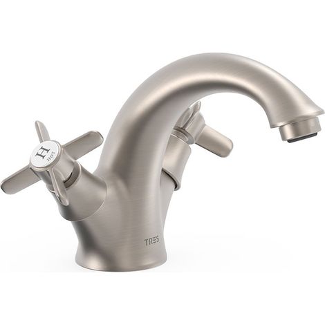 GRIFO BIMANDO PARA LAVABO CON VOLANTES. LATIGUILLOS DE (1/2)