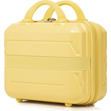 Set de valises 2 pièces en ABS à roulettes pivotantes 14"/19" avec serrure à combinaison et trousse de toilette 14" (Jaune) (1/5)