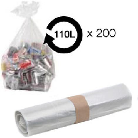 Sacs poubelle transparent 110L 36 microns BD -carton de 200-