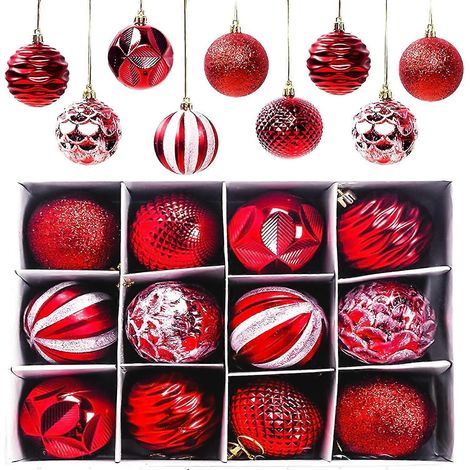 Weihnachtskugeln, 12er Set Baumschmuck, glänzende und matte Kugeln, Ø 6 cm, rot (1/5)