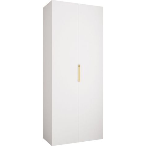 Armario Hartford 572, Blanco, 246x100x52cm, Puertas de armario: Con bisagras, Número de estantes: 6 (1/5)