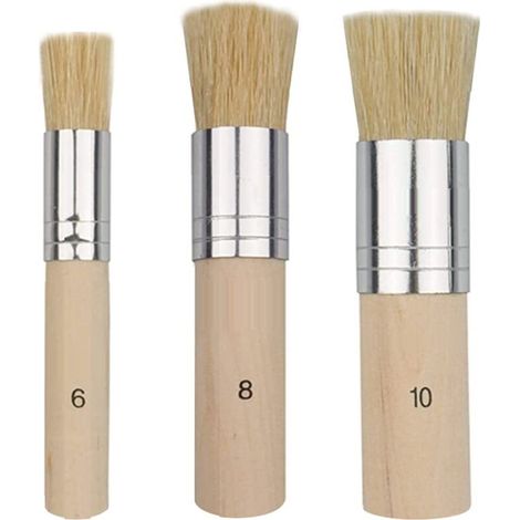 3 Pièces Pinceau Pochoir Rond Brosse à Pochoir en Bois 3 Tailles pour Peinture Acrylique Peinture à l'huile Aquarelle Fabrication de Cartes Projet de Bricolage Artisanat(13.5/17/22mm)