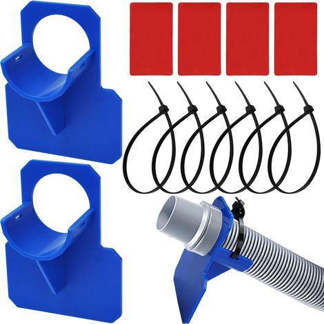 Lot de 2 supports de tuyau d'arrosage en plastique pour piscines hors sol, avec 4 adhésifs et 6 attaches de câble, empêche le tuyau de tomber, résistant à la rupture (38 mm) (1/5)
