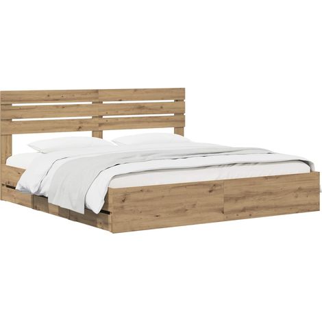Bed Frame with Storage and Headboard Artisan Oak 180 x 200 cm vidaXL (1/5)