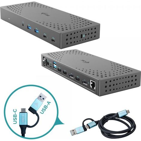 i-tec USB 3.0 / USB-C / Thunderbolt, 3x 4K Docking Station Gen 2 + Power Delivery 100W (I-TEC USB 3.0 3X 4K DOCK GEN 2 - USB 3.0/ C/ TB 3/4 PD100W) (1/4)
