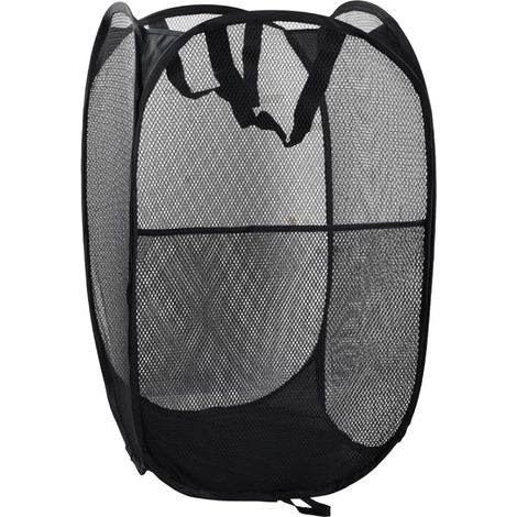 Panier à Linge Pliable Pop Up Maille Filet Sac à Linge Manipuler Grand Panier à Linge Noir Panier à Linge Sale Filet Pliable Dortoir Voyage Familial Voyage (1/5)