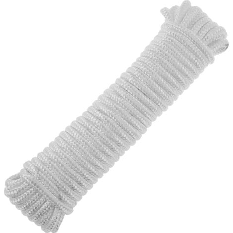 PrimeMatik - Cuerda trenzada de nailon 20 m x 6 mm blanca