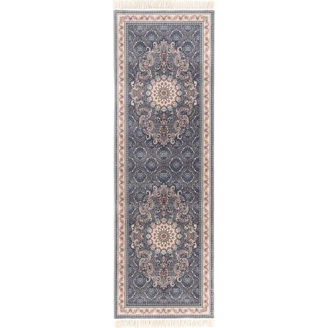 Tapis persan Roojeen - 300x100cm, Rectangular - 100% Acrylique - Tissé - Gris (1/4)