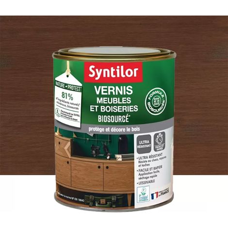 Vernis Meubles Et Boiseries Biosourcée SYNTILOR Chêne Foncé Mat 0,25 L (1/2)