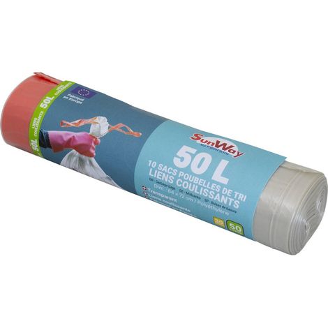 SANS MARQUE 10 sacs poubelle de tri transparents lien coulissant 50 litres
