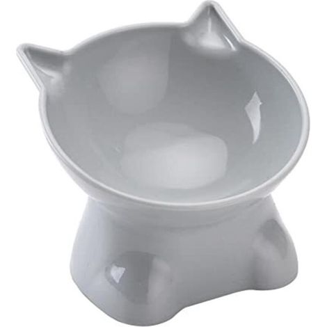 Erhöhte Katzennäpfe – 15 Grad Neigung, 13,5 cm flach – für Futter und Wasser – Blech