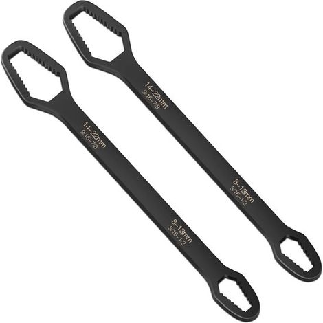 Juego de 2 llaves universales negras, llave Torx universal de 8-22 mm, herramienta todo en uno ajustable con autoajuste y doble cara. (1/5)