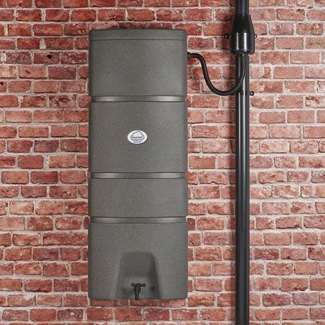 Rainfall Wall Mounted Water Butt in Dark Granite Kit (1/5)