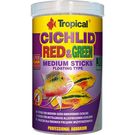 Bâtonnets moyens rouges et verts pour cichlidés tropicaux 250 ml/90 g