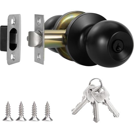 Bouton de Porte Avec Serrure Boutons d'Entrée en Acier Inoxydable Poignée de Porte Intérieure Pour Chambre Cuisine Maison Bureau Convient Aux Portes de 25 à 45 mm d'Épaisseur Noir (1/5)