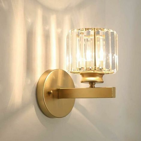 Moderne LED-Wandleuchte aus goldfarbenem Metall, Kristallfassung E27, für Wohn- und Schlafzimmer, verschiedene Farben (YYV) (1/4)