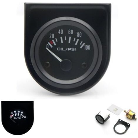 2in 100PSI Oil Pressure Gauge Kit, White Light Universal for 12V Car Truck (1/5)