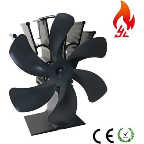Automatischer, leiser 6-Blatt-Holzofenlüfter, angetrieben vom Heizsystem des Kamins. Umweltfreundlich und energiesparend. (1/4)
