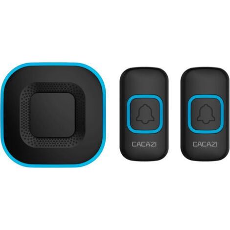 Sonnette sans Fil, Kit De Carillon De Porte sans Fil Étanche, Portée De 1000 Pieds, 38 Mélodies, 4 Niveaux De Volume avec Flash LED, 2 Boutons Poussoirs 1 Récepteur,Noir (1/5)