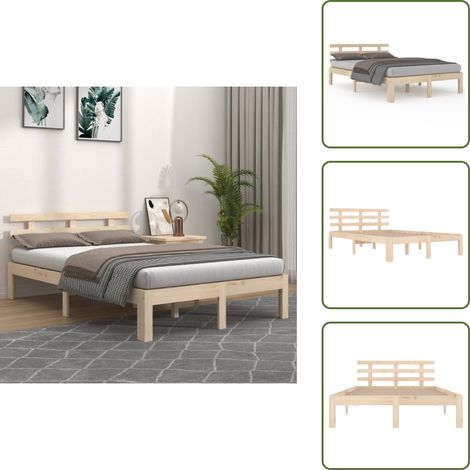 Cadre de lit sans matelas 135x190 cm - Cadre De Lit - Lit Double - Bois Massif - Lit Design - Tête De Lit