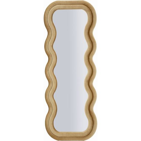 Specchio da parete Emily wavy in velluto oro 67x166 cm