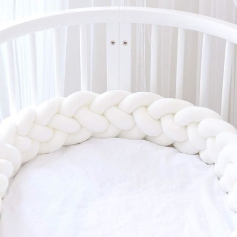 Protège-bébé de lit parapluie, tresse tressée torsadée 4 fils, longue bande en corde pour berceau, blanc, 2,2 m (1/5)