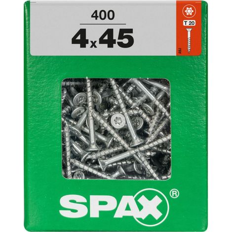 SPAX Universalschraube, 4 x 45 mm, 400 Stück, Teilgewinde, Senkkopf, T-STAR plus T20, 4CUT, WIROX - 4191010400456 (1/3)