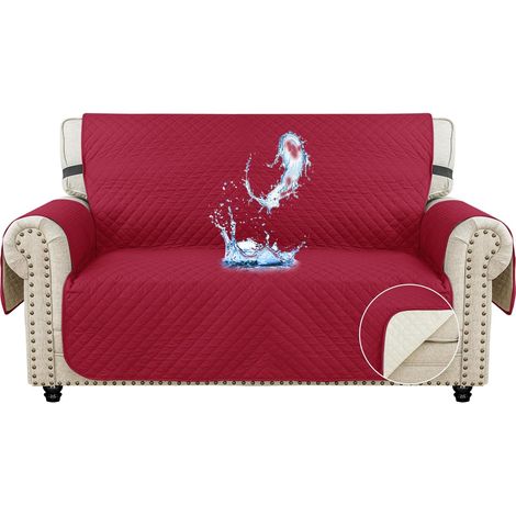 Ystyle Housse Canapé 2 Places 127cm - Impermeable Housse de Canapé avec Accoudoirs, Universelle Housse Canape Protege Canape Chat Chiens Griffures Antidérapante, Bourgogne (1/5)