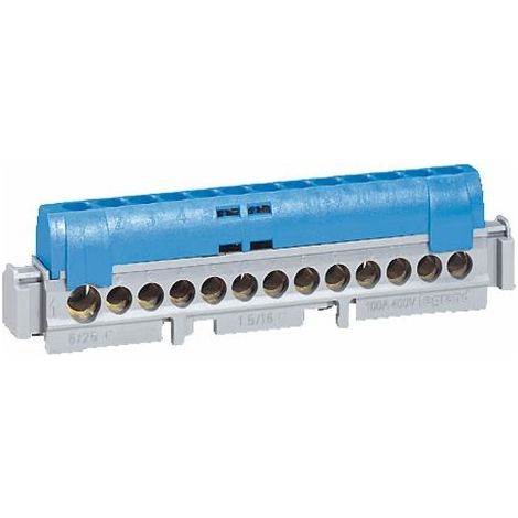 LEGRAND 004844 BORNIER DE RÉPARTITION ISOLÉ IP2X, 1 CONNEXION, 6MM² À 25MM², 113MM LONGUEUR, BLEU