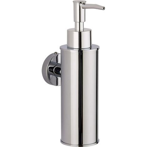 Stainless steel wall-mounted soap dispenser for bathroom, kitchen, home decor (round, chrome)