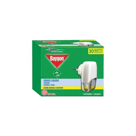 BAYGON GENIUS ELETTROEMANATORE BASE + RICARICA LIQUIDA 30 NOTTI - 12 pezzi BAYGON