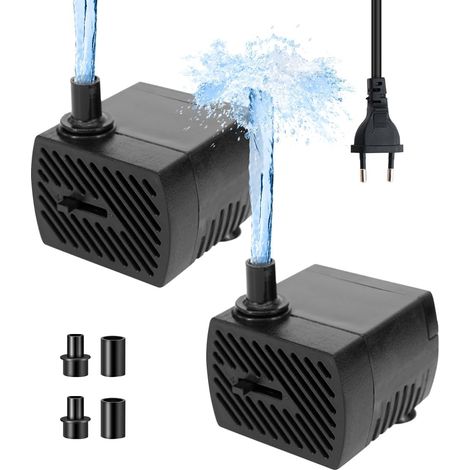 (2 Stück) Mini-Tauchpumpe, 5-W-Ultraleise Wasserpumpe mit 2 Düsen, Kabel, 350 l/h einstellbare Aquariumpumpe, kleine Tauchpumpe (1/5)
