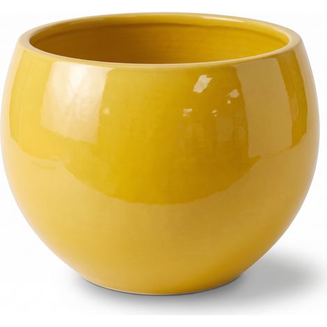 Pot grande taille d'extérieur MOZART 56x42cm citron acidulé, fait main en terre cuite émaillée, résistant au gel