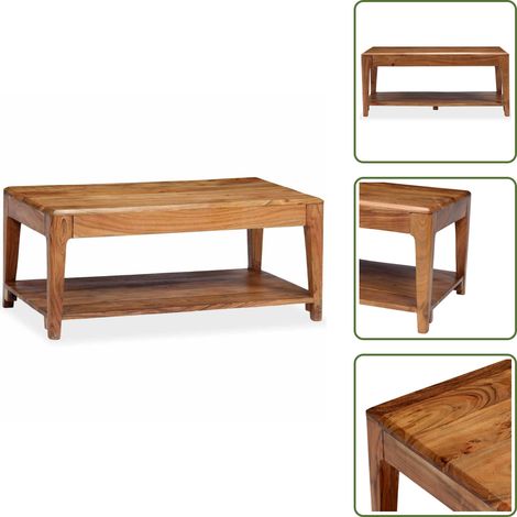 The Living Store Couchtisch Massivholz 88x50x38 cm - Massivholz Couchtisch (1/5)