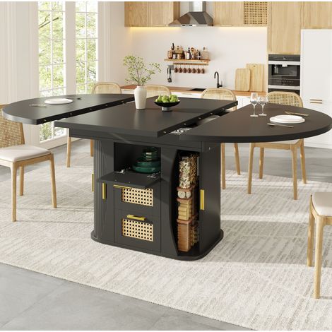 MEUBLIV Tavolo da pranzo allungabile 118-158 cm nero con vano contenitore integrato (1/5)
