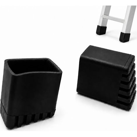 Lot de 2 pieds d'échelle de rechange en caoutchouc - 20 x 30 mm - Antidérapant - Accessoires pour échelles domestiques, échelles télescopiques et échelles pliantes - Noir - Carré (1/5)