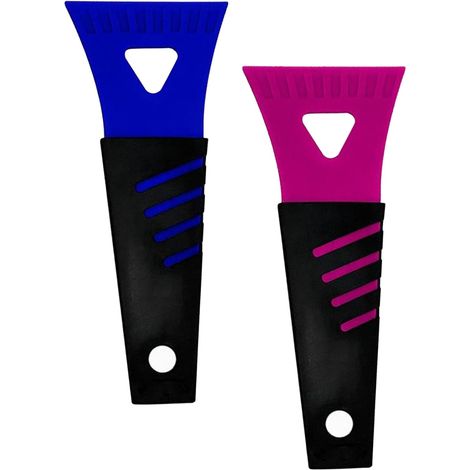 Grattoir Pare Brise Voiture,2pc Raclette pour Glac,Compacte, Légère et Facile à Ranger,Se Glisse dans Les Poches et la Boîte à Gants,raclette Voiture Pare Brise,Anti-Rayures (Bleu+Rose) (1/5)