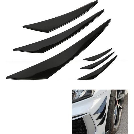 Universal Car Spoiler Canards Kit séparateur de lèvre de Pare - Chocs Avant, 6pcs Voiture Externe Soft Finger Corps Anti - Collision Bande Autocollants (Noir) (1/5)
