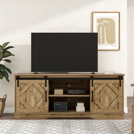 Meuble TV Buffet-Campagne Moderne-2 Portes Coulissantes-Étagères Réglables-Brun Vintage-150x40x60(cm) (1/5)