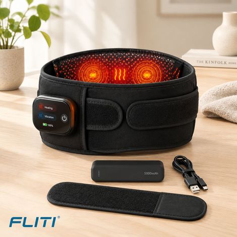 Coussin Chauffant Électrique Pour La Taille, Ceinture Chauffante Sans Fil Pour Dos Avec Écran Tactile Exclusif Et 3 Modes De Massage Chauffant Pour Soulager La Douleur Avec Batterie De 5000mAh(Noir) (1/5)