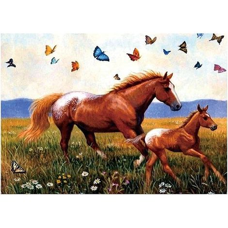 Mosaico de diamantes 5D - Caballos 40x30cm