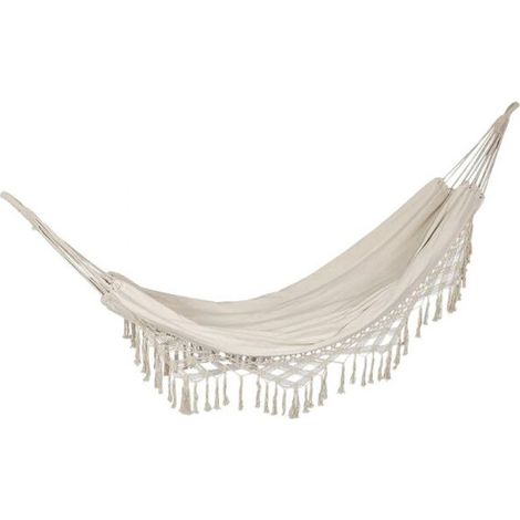 Beige Soft Cotton Garden Hammock with Backpack, Great for Garden, Porch, Travel, Camping (1/5)