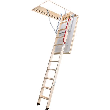 Matisère – Echelle escamotable bois pour trappe de visite 60 x 120cm – Hauteur ajustable 2.32 à 2.80m – Marches antidérapantes – LWZ601202