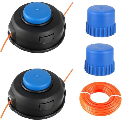 Lot de 2 Tête de Bobine T25 de Rechange M10 x 1,25 mm pour Husqvarna 966674401 122LDX 124L 125L 125LDX 128L 128LD 128DJX avec Fil Universel de 15 m et 2,4 mm et 2 Boutons de Rechange (1/5)