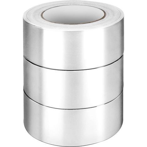 Trintion 3 Roll Aluminium Foil Tape, 48mm (2") x 50m, Duct Tape, Adhesive Insulation Tape, Waterproof Heat-Resistant Foiled Tape for Insulating, HVAC Repair, Sealing Ducts (1/5)
